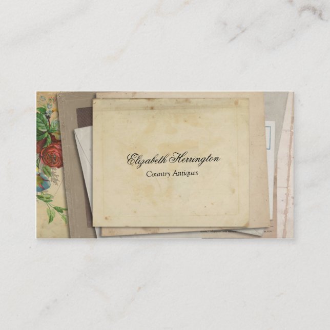 Carte De Visite Style antique empilé par éphémères de papier (Devant)