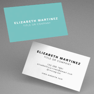 Carte De Visite Style Aqua Turquoise avant et arrière Personnalisé