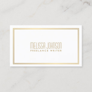 Carte De Visite Style Art Déco Simple Elégance Blanc/Faux Or