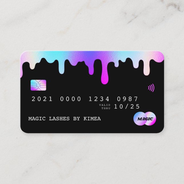 Carte De Visite Style Beauty Lash Nail Tech Purple & Pink Credit (Devant)