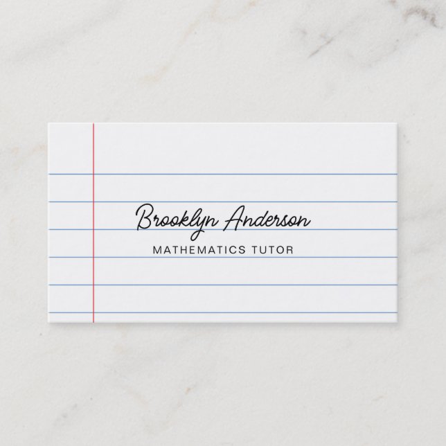 Carte De Visite Style Bloc-Notes Blanc (Devant)
