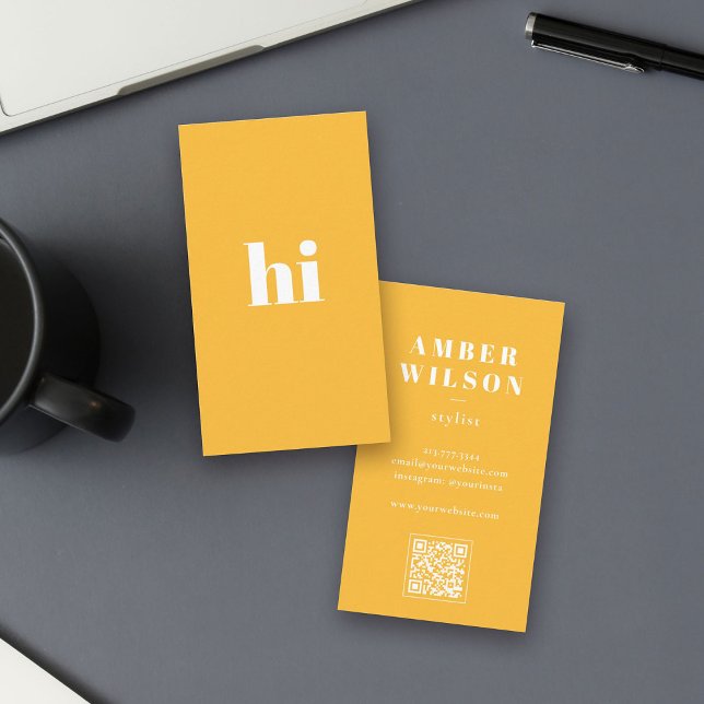 Carte De Visite Style Bold Cool Unique Typographie moderne (Ditch the yawn-inducing cards and say "HI" with a burst of citrus coolness!)
