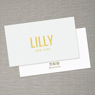 Carte De Visite Style chic gris jaune typographie