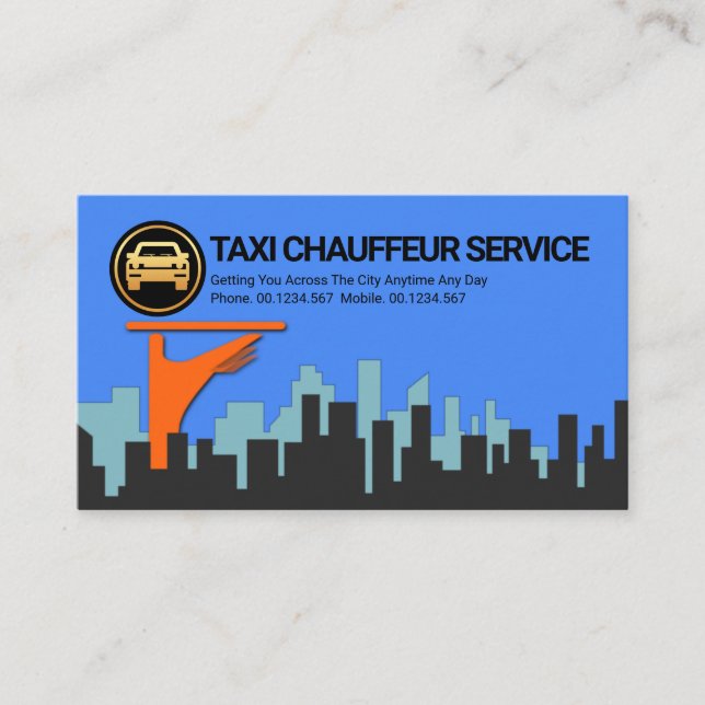 Carte De Visite Style Cityscape Taxi Chauffeur Transport (Devant)