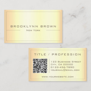 Carte De Visite Stylé Classe Dégradé Or Clair avec Code QR