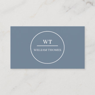 Carte De Visite Style Commercial Minimal Monogramme Bleu Foncé