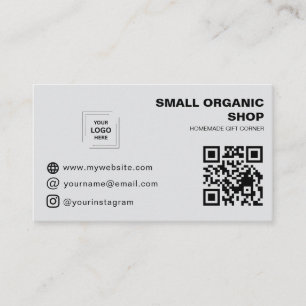 Carte De Visite Style Commercial Moderne QR Instagram Neutre