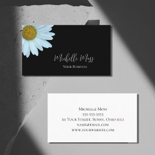 Carte De Visite Style Daisy Botanique Noir Blanc