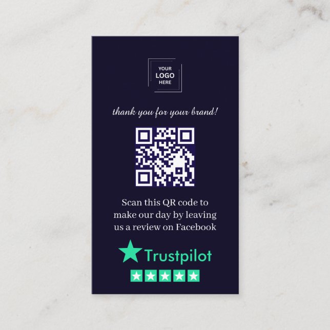 Carte De Visite Style de commentaires clients Trustpilot QR (Devant)