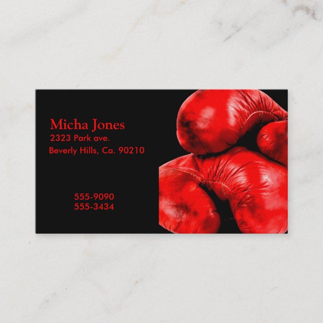 Carte De Visite Style de grunge de boxeur de gants de boxe (Devant)