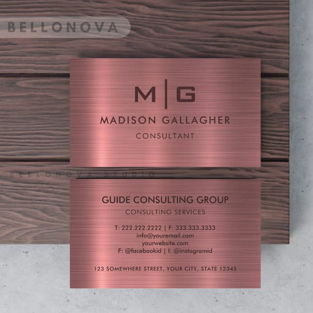 Carte De Visite Style de métal rose-violet personnalisé profession (Custom Pink Purple Metal Style Professional Business Card)