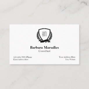 Carte De Visite Style de monogramme de direction chic