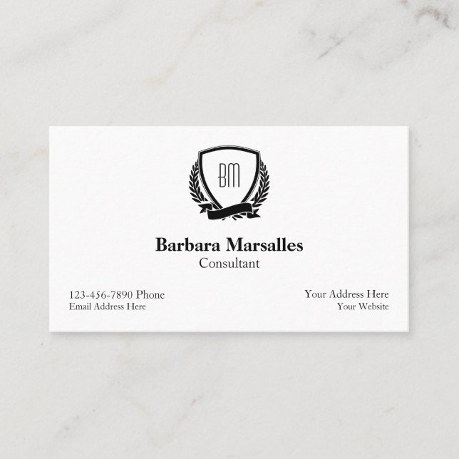 Carte De Visite Style de monogramme de direction chic (Devant)