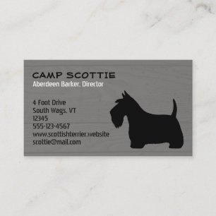 Carte De Visite Style en bois de grain de silhouette de Terrier
