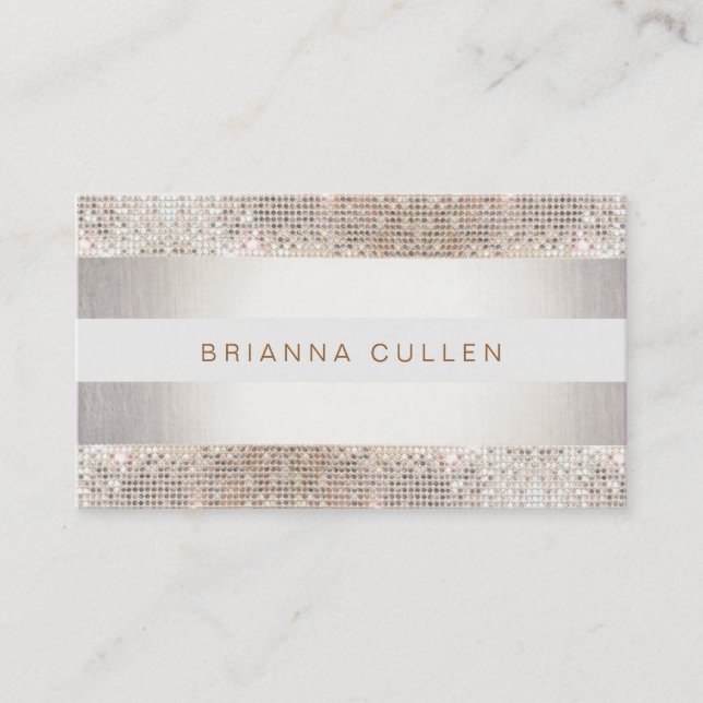 Carte De Visite Style Faux Sequin Stripe Beauté et mode (Devant)