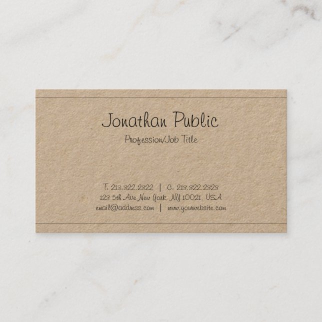 Carte De Visite Style Freehand Script élégant tendance Plain Luxe (Devant)