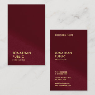 Carte De Visite Style Gold Texte Bourgogne Rouge Luxe Silk