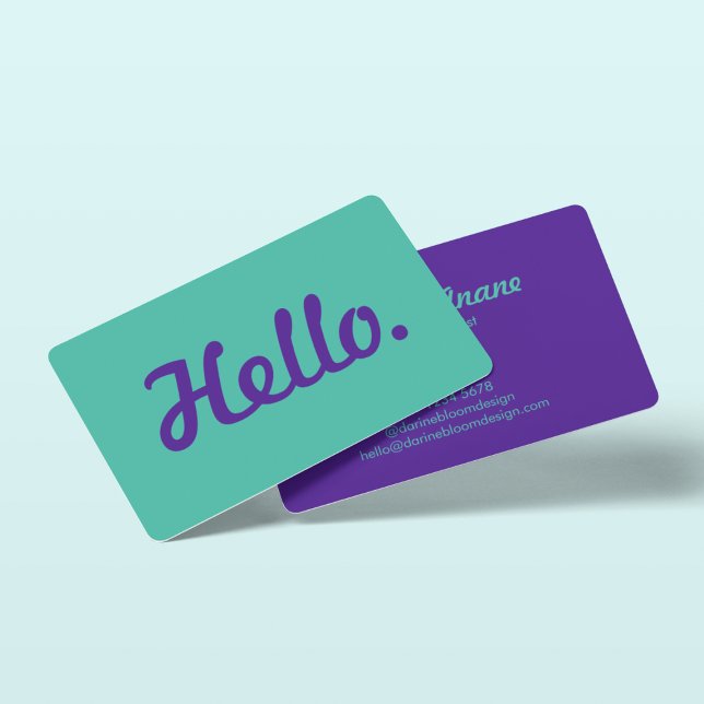 Carte De Visite Style Hello Hi Décontracté Typographie violet tend (Créateur téléchargé)
