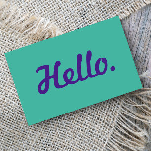 Carte De Visite Style Hello Typographie Script Décontracté violet