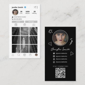 Carte De Visite Style Instagram avec les icônes des médias sociaux