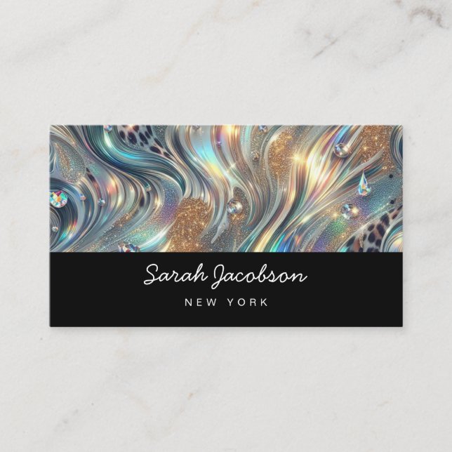 Carte De Visite Style Luxueux Opale Iridescent de Luxe (Devant)