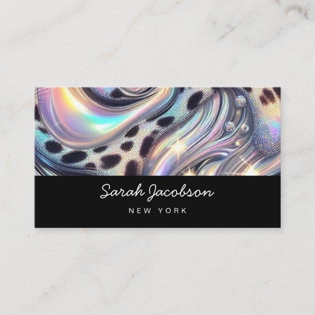 Carte De Visite Style Luxueux Opale Iridescent de Luxe (Devant)