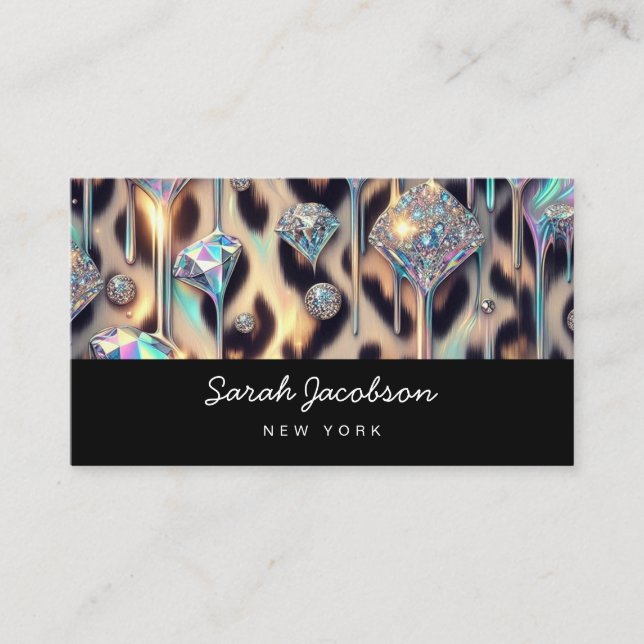 Carte De Visite Style Luxueux Opale Iridescent de Luxe (Devant)