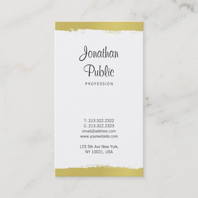 Carte De Visite Style manuscrit tendance Gold Plain Luxe (Devant)