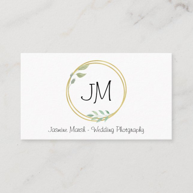 Carte De Visite Style mariage Monogram Gold Frame Photographe QR (Devant)