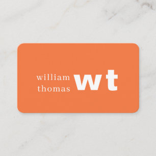 Carte De Visite Style Métier Rétro Orange Monogramme Vintage