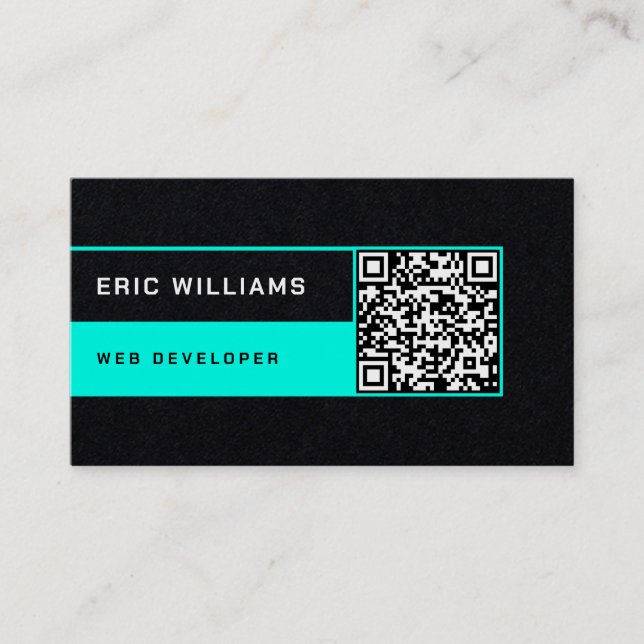 Carte De Visite Style minimal futuriste avec code QR (Devant)