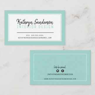 Carte De Visite STYLE MINIMAL simple bordure menthe vert noir