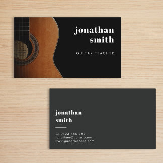Carte De Visite Style minimaliste musicien guitare gris