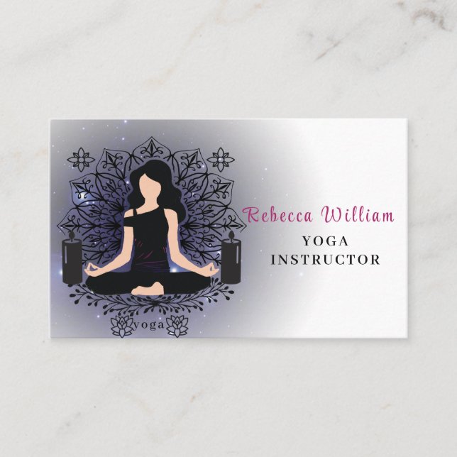 Carte De Visite Style moderne Blue Yoga Instructeur (Devant)