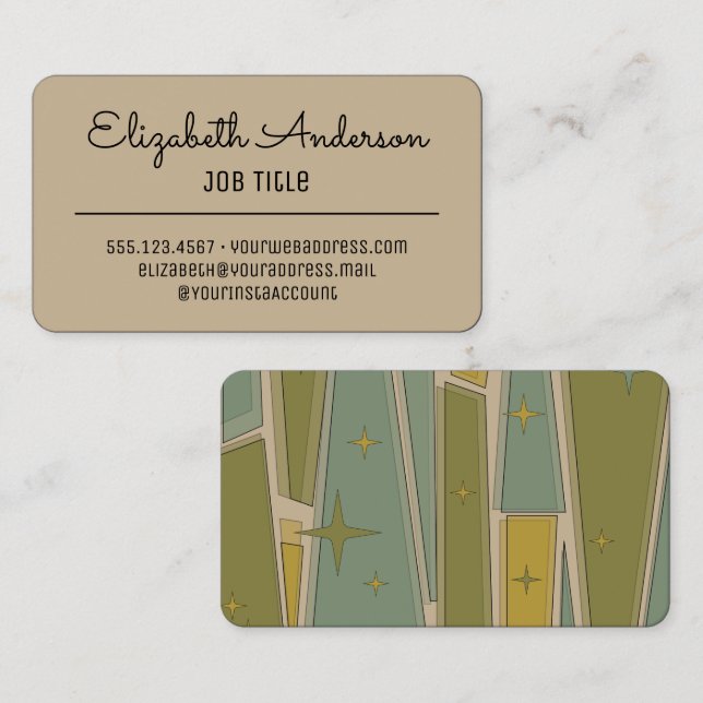Carte De Visite Style moderne et rétro Vintage (Devant / Derrière)