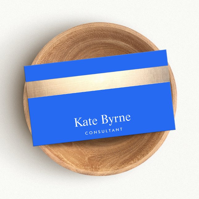 Carte De Visite Style moderne Gold Stripe Cobalt Bleu (Créateur téléchargé)