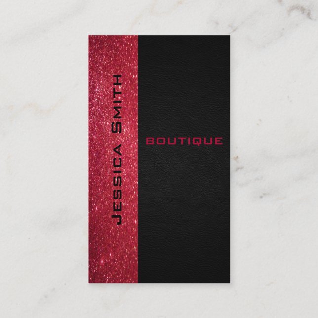 Carte De Visite Style moderne luxe rouge gliterie look (Devant)