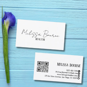 Carte De Visite Style moderne noir blanc, code QR professionnel