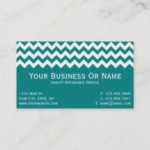 Carte De Visite Style, Moderne Turquoise Bleu Et Blanc Chevron Tex