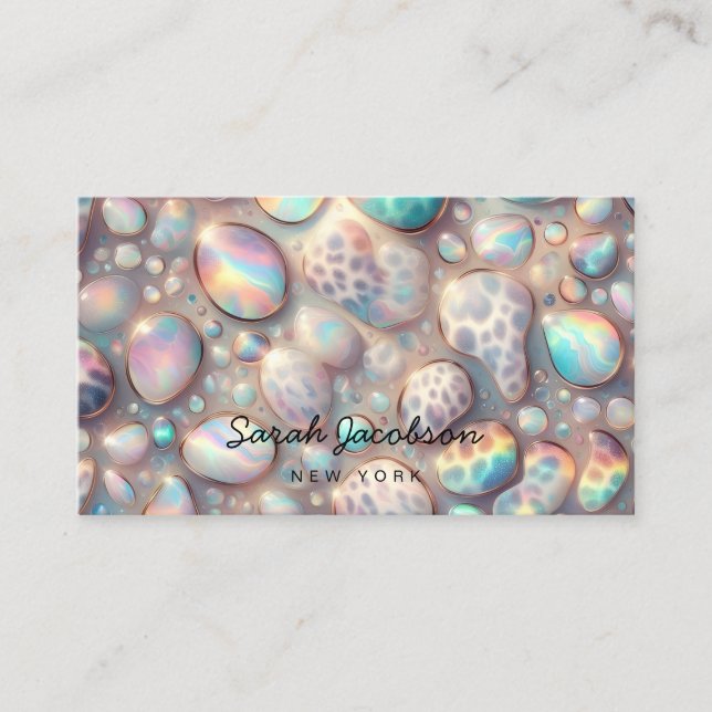 Carte De Visite Style Opale Iridescent Luxueux (Devant)