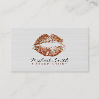 Carte De Visite Style Orange Lips maquillage Artiste Bois moderne 