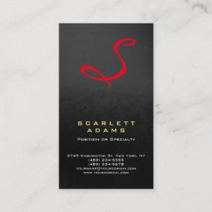 Carte De Visite Stylé professionnel simple gris monogramme rouge