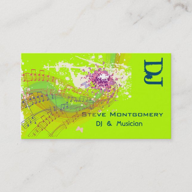 Carte De Visite Style rétro Dj et musicien (Devant)