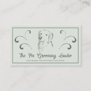 Carte De Visite Style Rétro Élégant Chien Golden Retriever QR