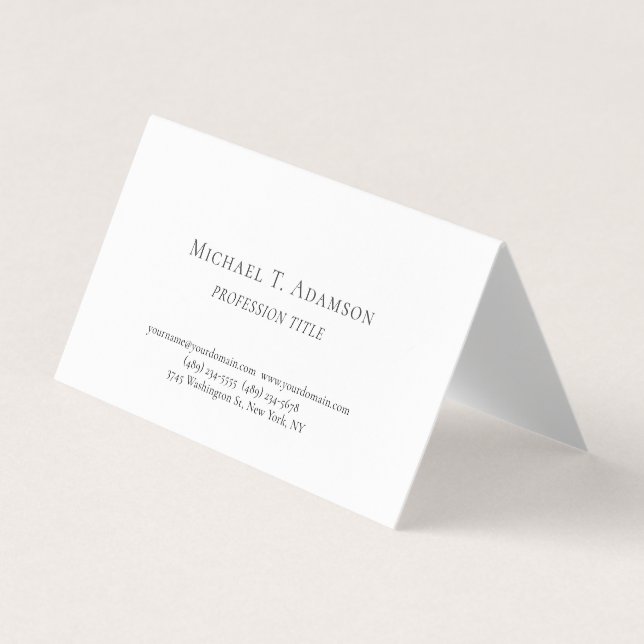 Carte De Visite Style Rétro Élégant Simple Uni Noir & Blanc (Devant)
