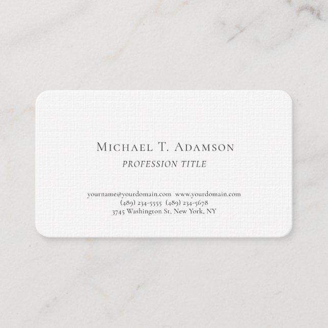 Carte De Visite Style Rétro Élégant Simple Uni Noir & Blanc (Devant)
