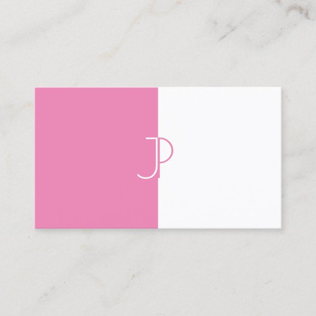 Carte De Visite Style rose blanc Monogramme Modèle tendance (Devant)