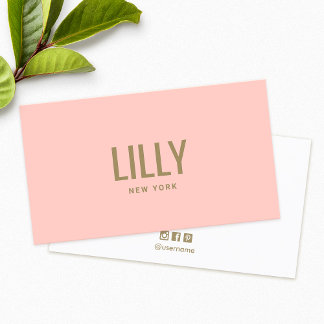 Carte De Visite Stylé rose rose rose rose Peach Typographie modern