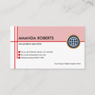 Carte De Visite Style Simple Red Crisscross Line SEO Marketing