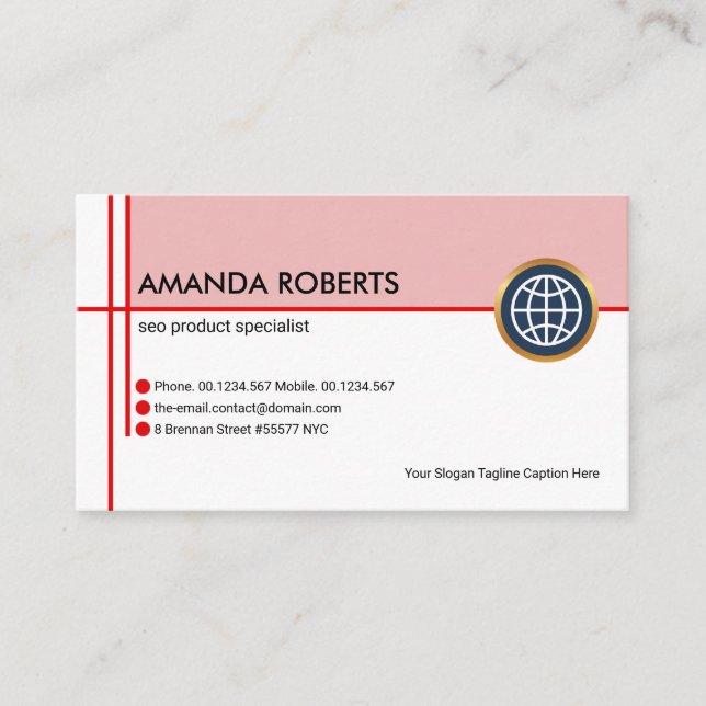 Carte De Visite Style Simple Red Crisscross Line SEO Marketing (Devant)